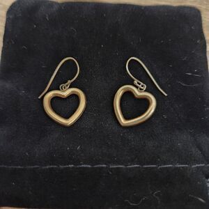 MOM Jordan Sterling Silver Pierced Earrings 925 Dangle Heart Gold Tone